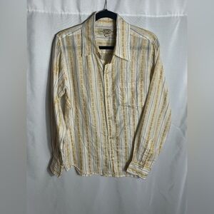 BC Ethic Small Button Down Shirt Yellow White Striped Vintage Style